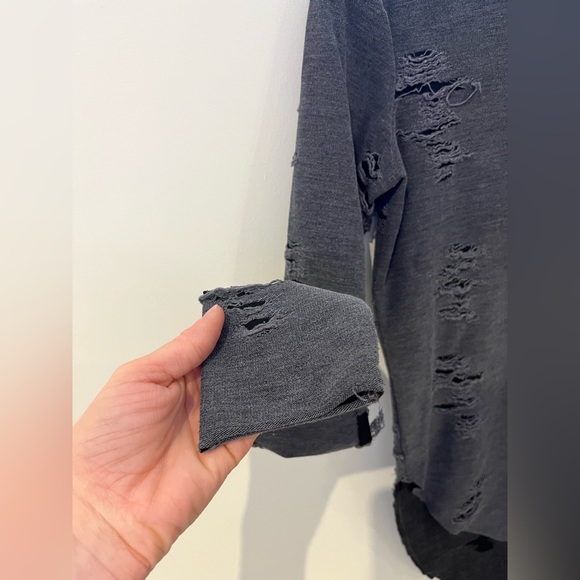 H&M Distressed Long Sleeve Shirt - Picture 5 of 14